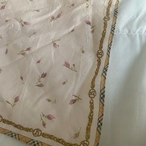 Burberry vintage cotton pink floral scarf